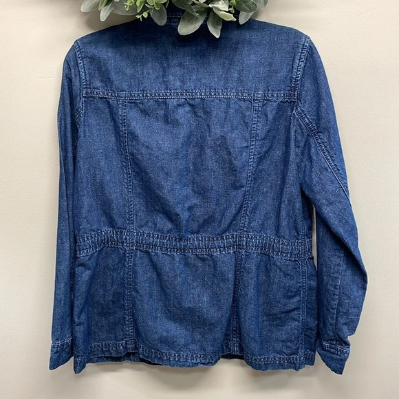 Talbots Denim Safari Utility Jacket Cotton Hemp S - Picture 2 of 16
